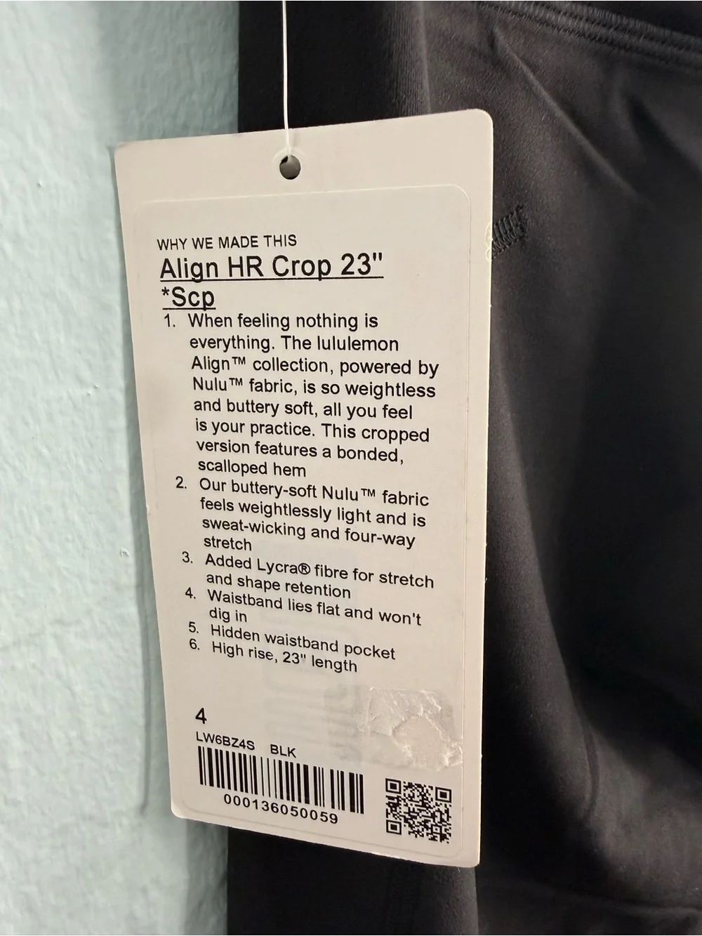 Lululemon Align High-Rise Scallop Pant 23”/Color Black